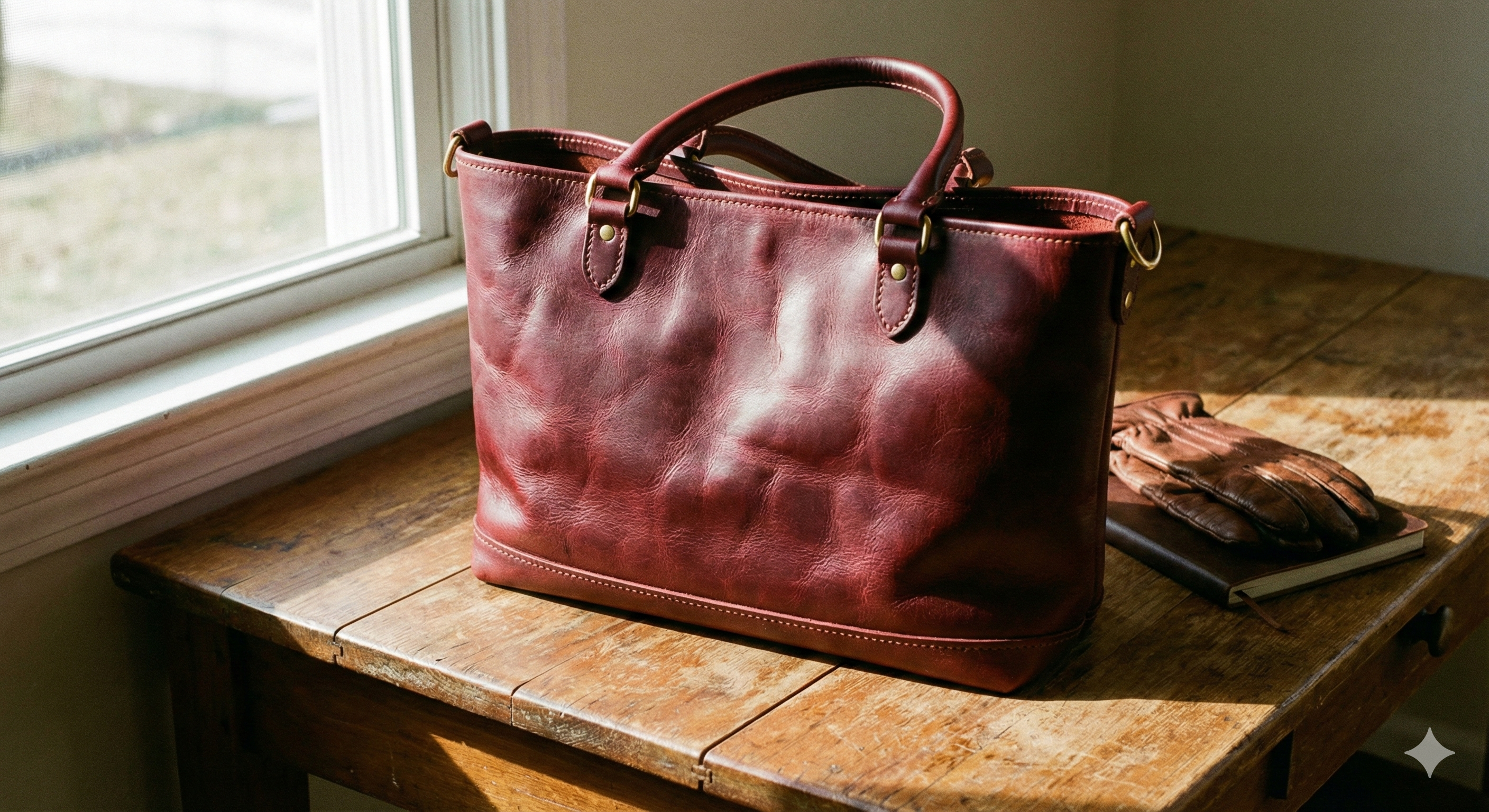 กระเป๋าหนังสีแดง